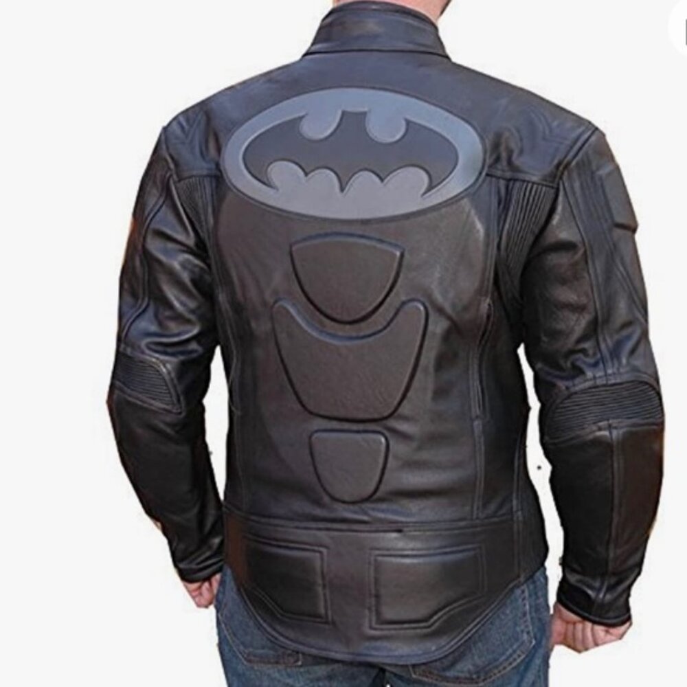 Men's Batman Motorcycle Armored Biker Style Leather Racing Jacket